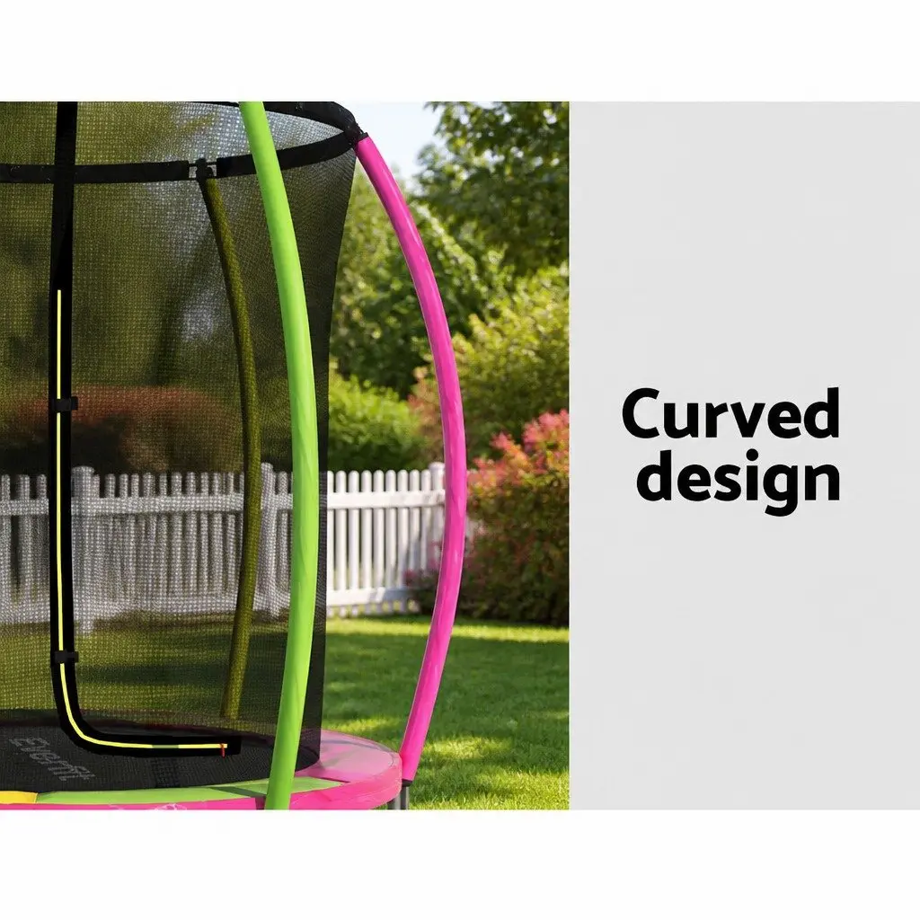 6ft Round Trampoline Heavy-gauge Steel Multicolour with Enclosed Safety Net and Foam Posts