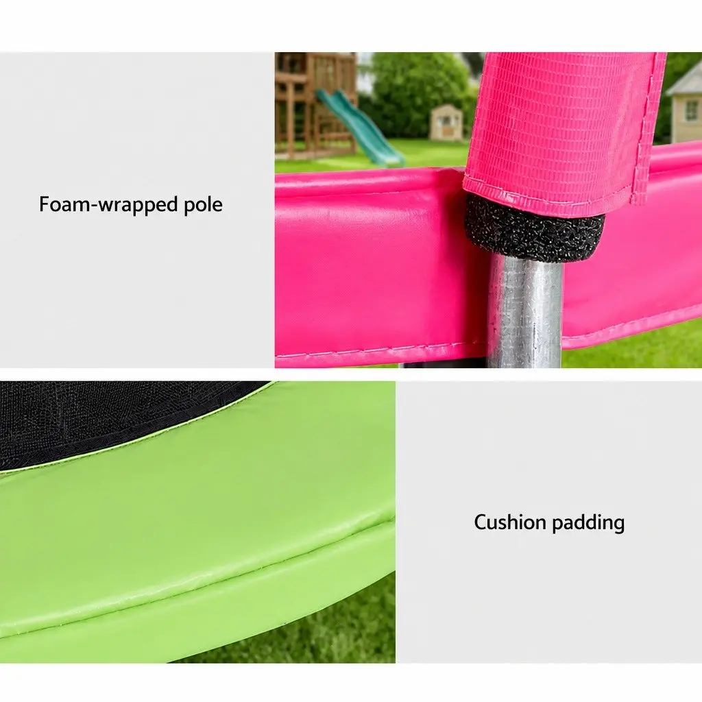 6ft Round Trampoline Heavy-gauge Steel Multicolour with Enclosed Safety Net and Foam Posts