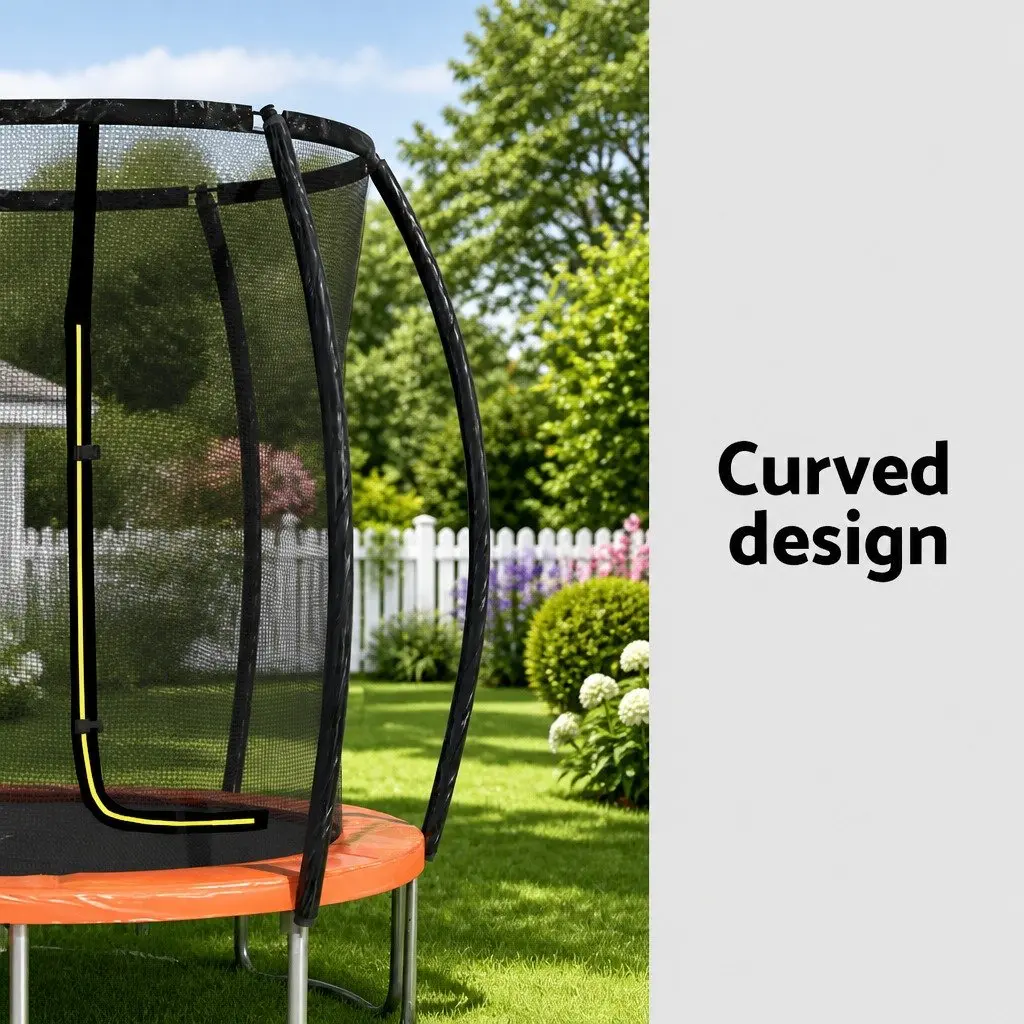 6FT Kids Trampoline Marine-Grade Steel Frame Enclosed Safety Net Orange or Black
