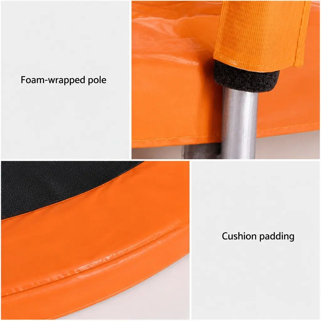 6FT Kids Trampoline Marine-Grade Steel Frame Enclosed Safety Net Orange or Black