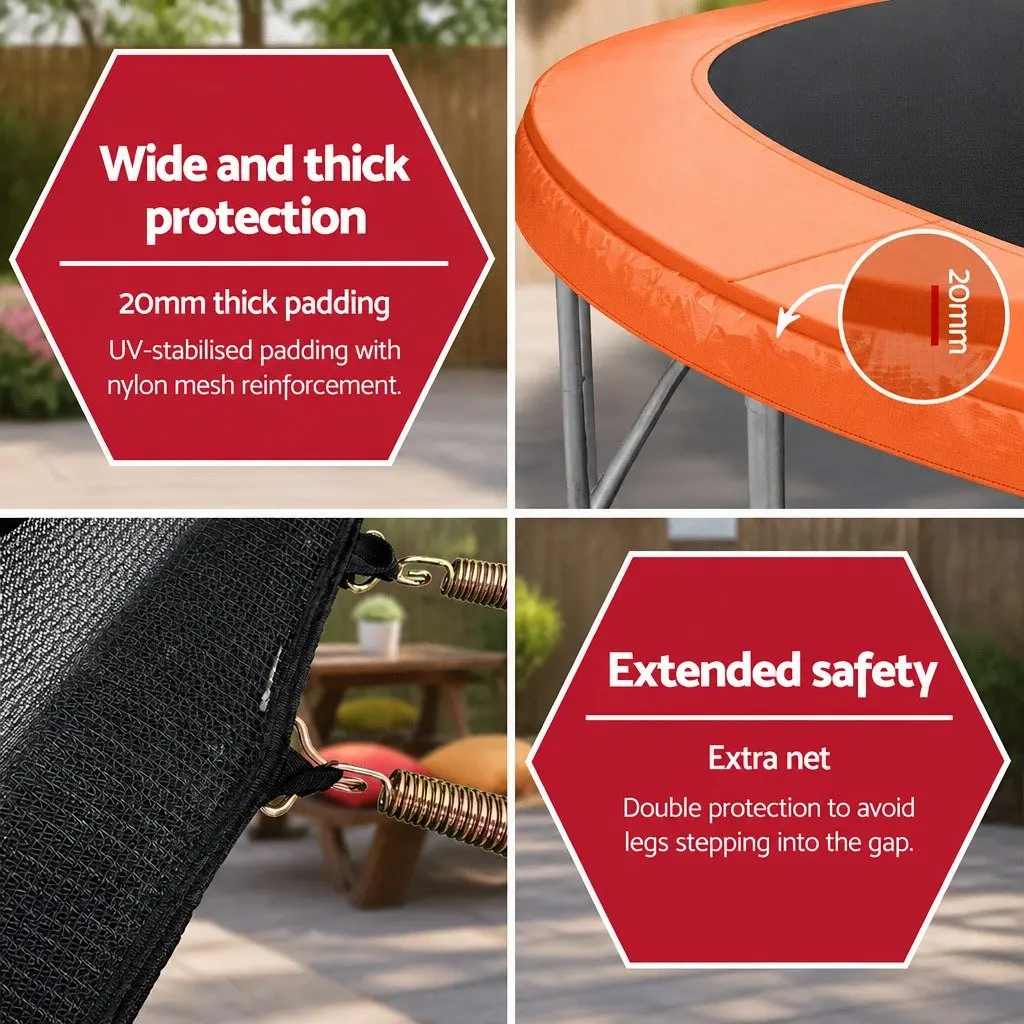 8FT Trampoline Heavy-Gauge Steel Orange with Safety Net Enclosure and Ladder