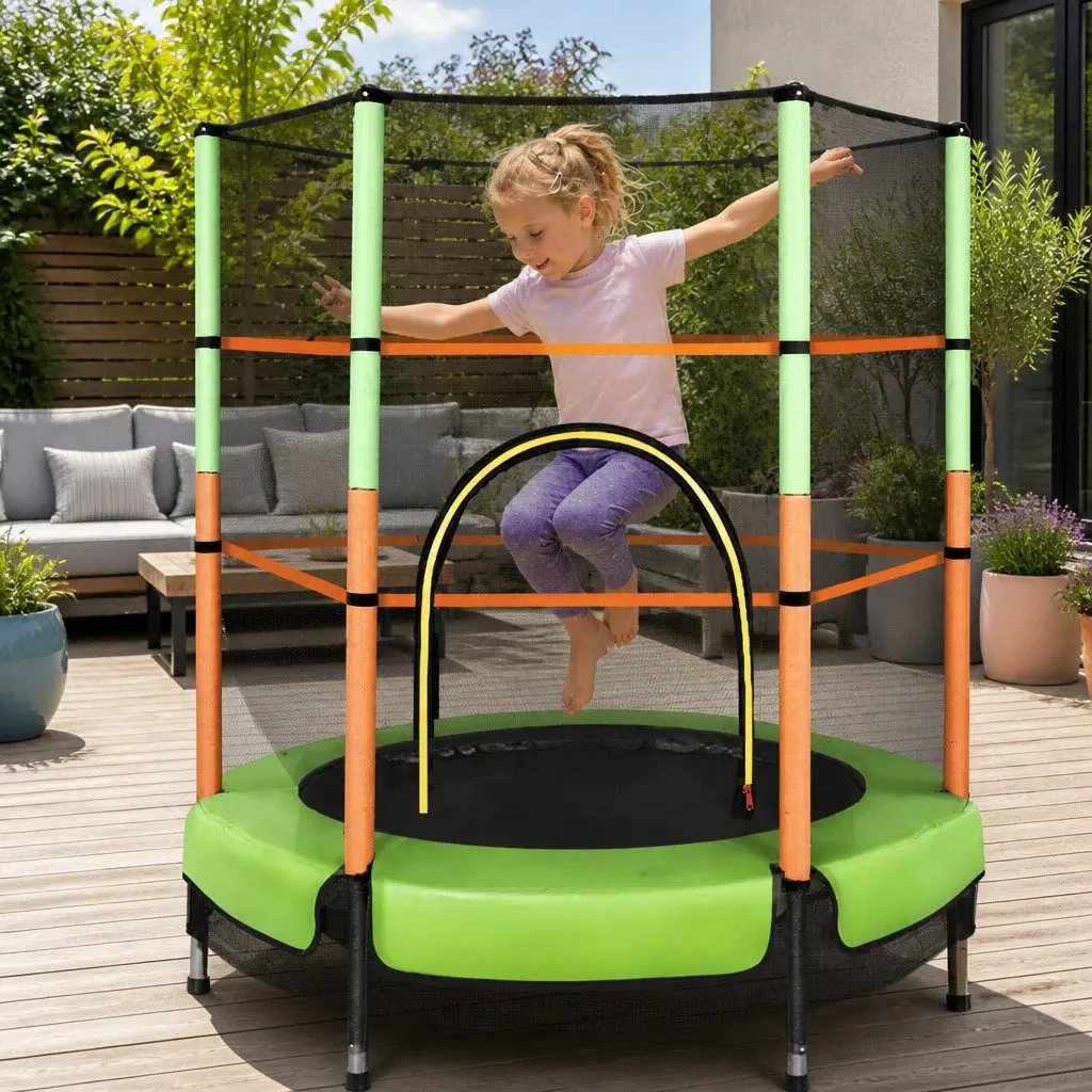 Mini Rebounder Trampoline 4.5FT for Kids with Safety Net Enclosure Durable Construction Black or Green