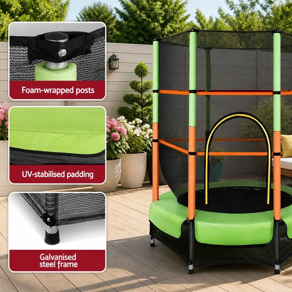 Mini Rebounder Trampoline 4.5FT for Kids with Safety Net Enclosure Durable Construction Black or Green