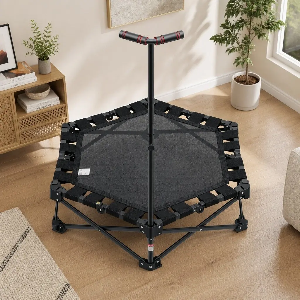 Fitness Trampoline Steel Frame 42 Inch Foldable Indoor Black