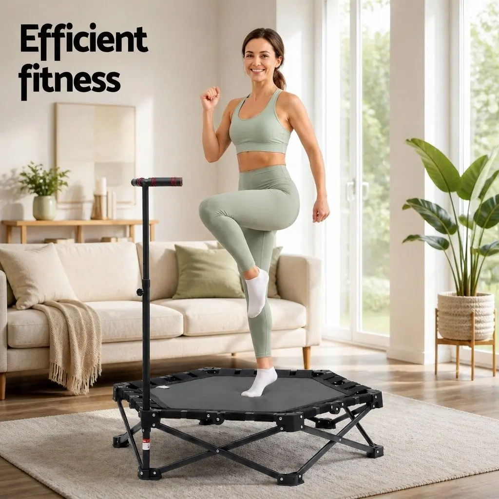 Fitness Trampoline Steel Frame 42 Inch Foldable Indoor Black