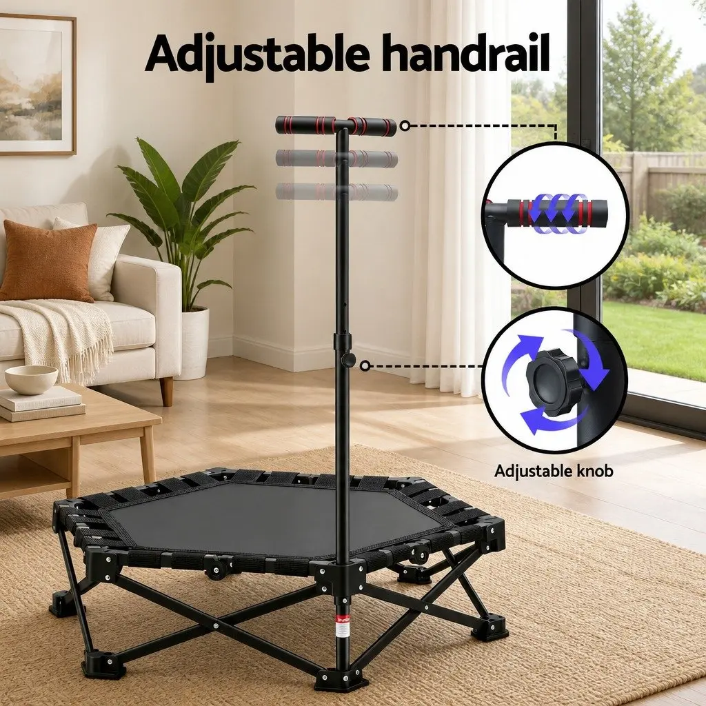 Fitness Trampoline Steel Frame 42 Inch Foldable Indoor Black