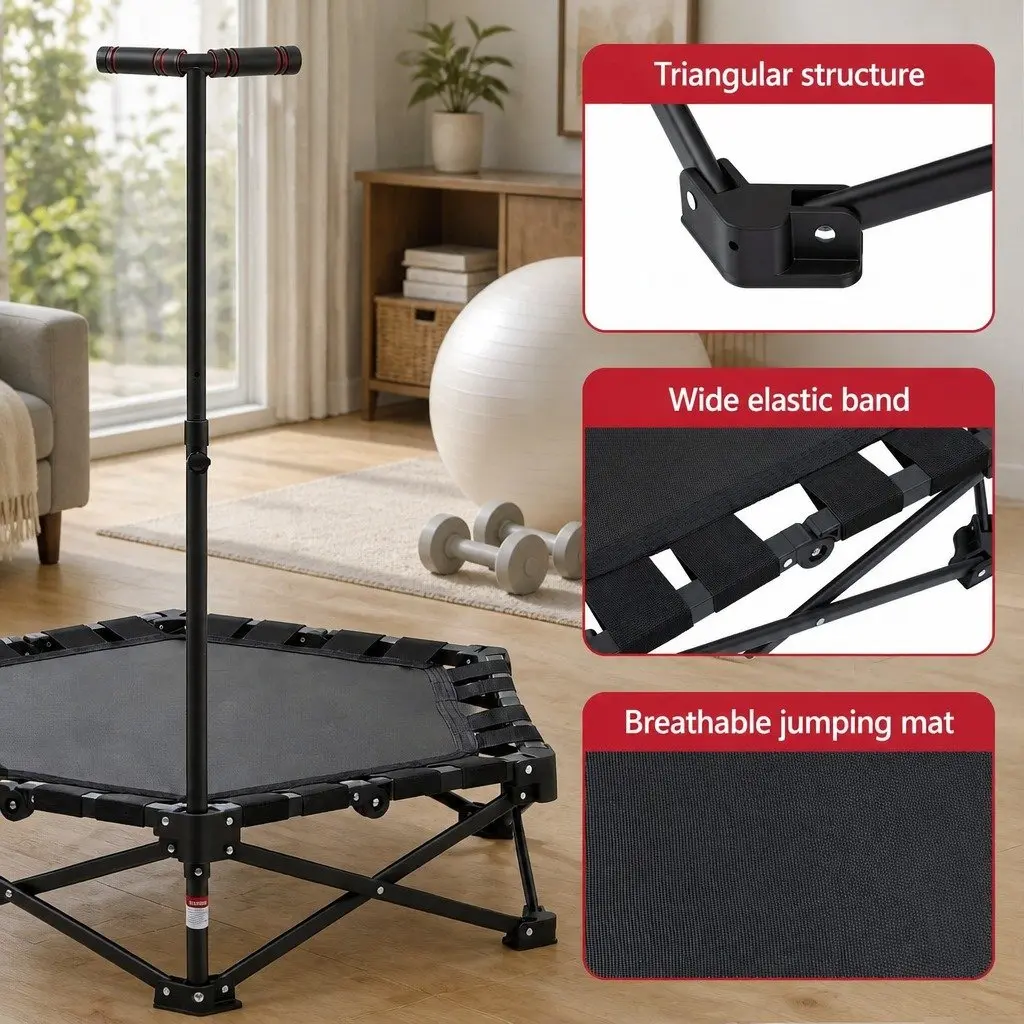 Fitness Trampoline Steel Frame 42 Inch Foldable Indoor Black