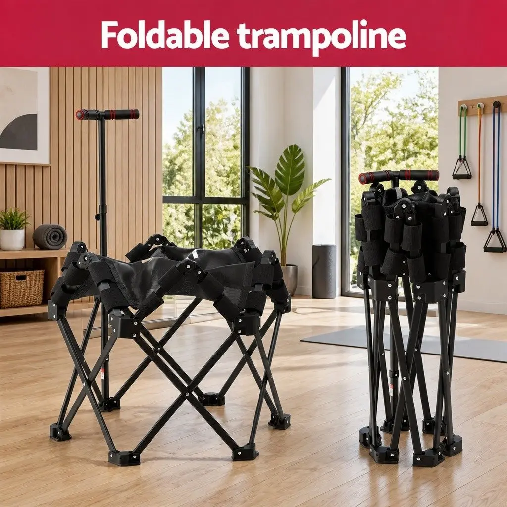 Fitness Trampoline Steel Frame 42 Inch Foldable Indoor Black