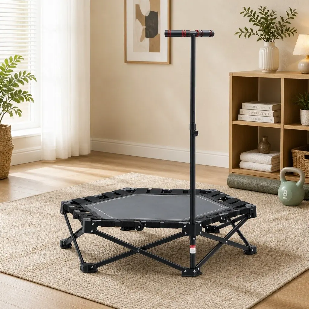 Fitness Trampoline Steel Frame 42 Inch Foldable Indoor Black