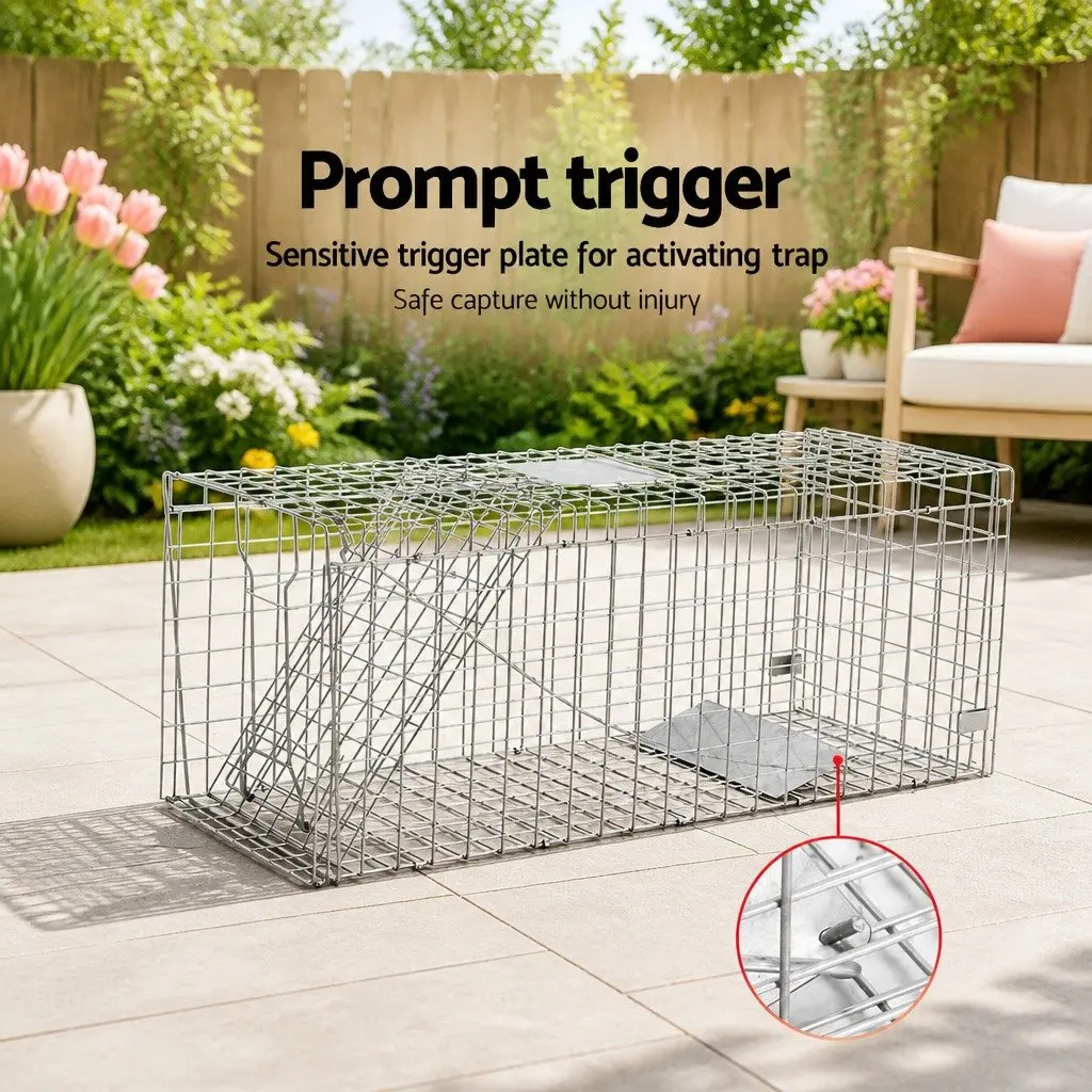 Large Collapsible Animal Trap Cage Silver Galvanised Iron 150x50cm
