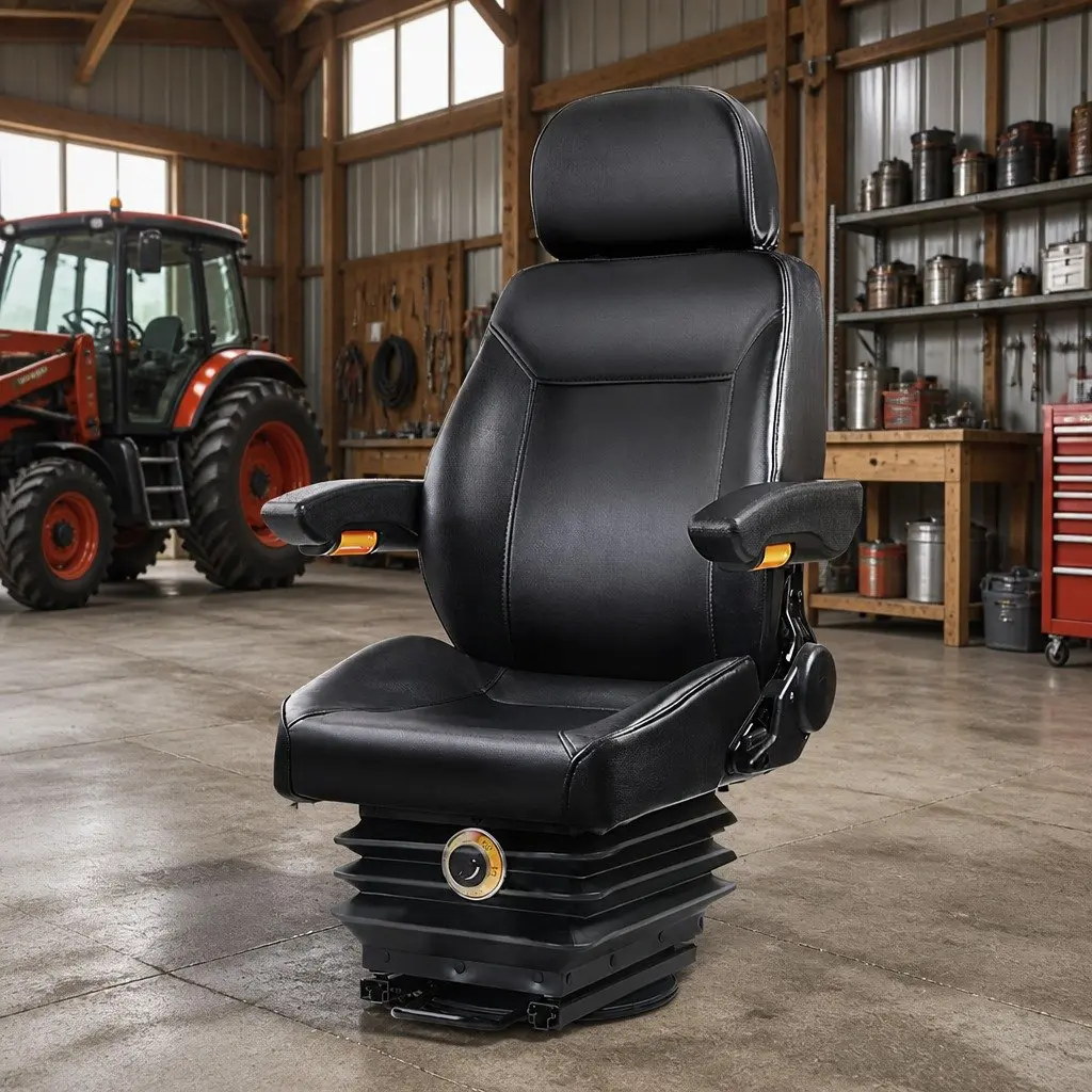 Heavy Duty Universal Tractor Seat PU Leather Black
