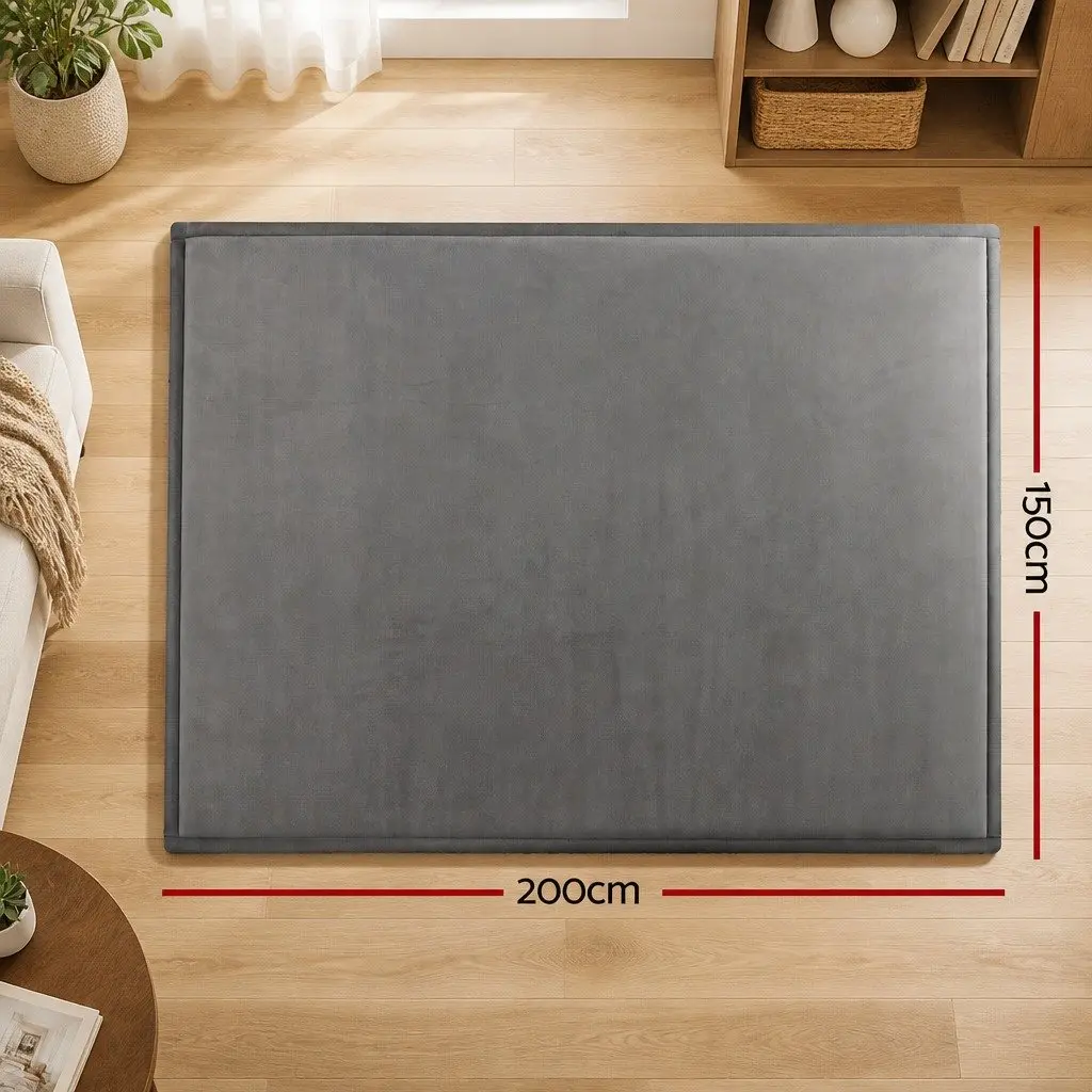 Floor Mattress Coral Velvet Foam Filling 150cm x 200cm 3cm Thick Non-Slip Grey Rug for Sleeping Lounging Yoga