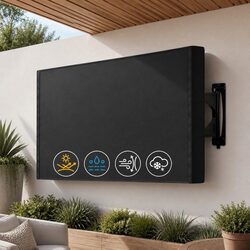 TV Cover 55-58 Inch Waterproof Outdoor Flat Television Protector Black Patio