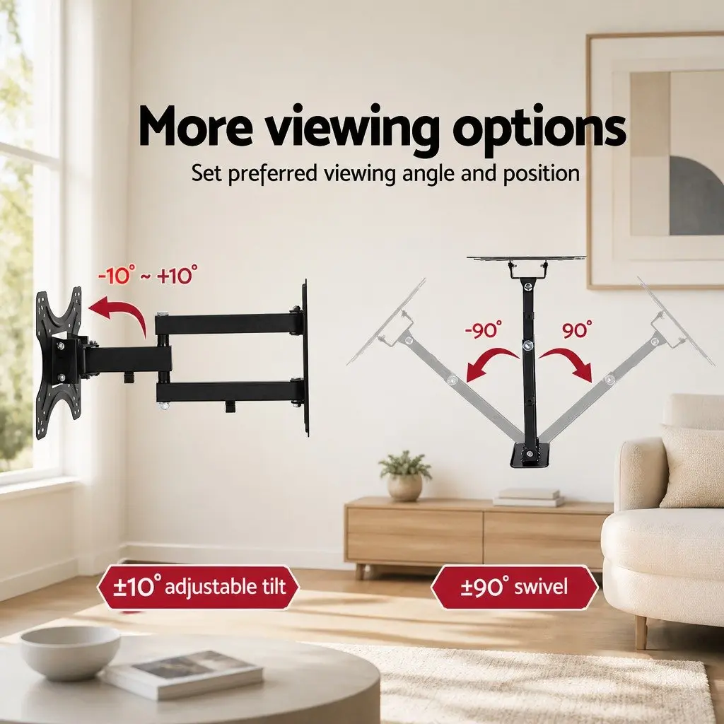 TV Wall Mount Bracket Full Motion Powder-Coated Steel 17"-42" Black