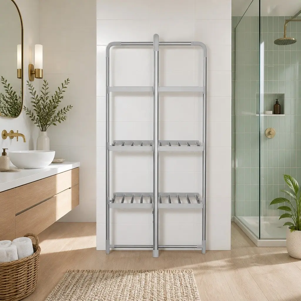 Electric Heated Towel Rail Rack Aluminium 71.5cm Silver 30 Bars Foldable Clothes Dryer Warmer
