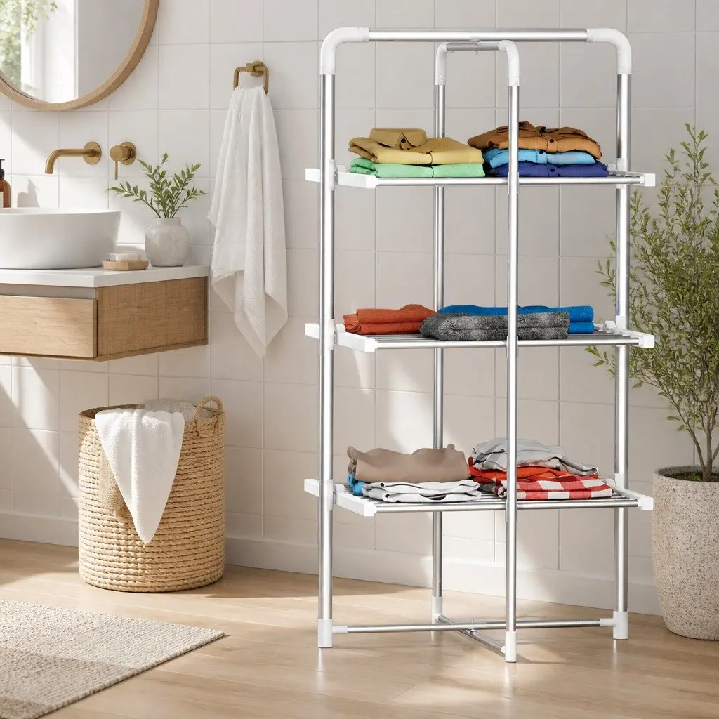 Electric Heated Towel Rail Rack Aluminium 71.5cm Silver 30 Bars Foldable Clothes Dryer Warmer