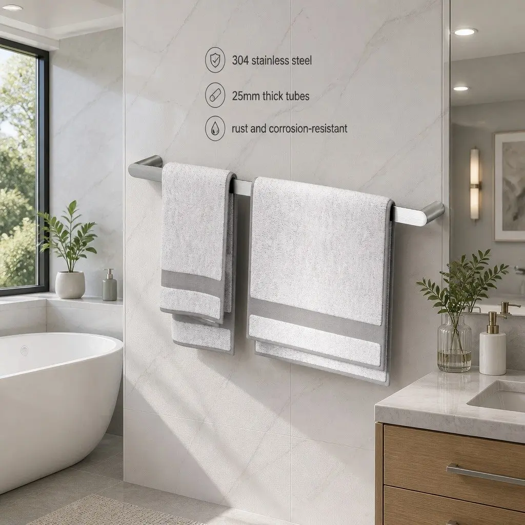 Wall Mounted Towel Rack 304 Stainless Steel 600mm Silver