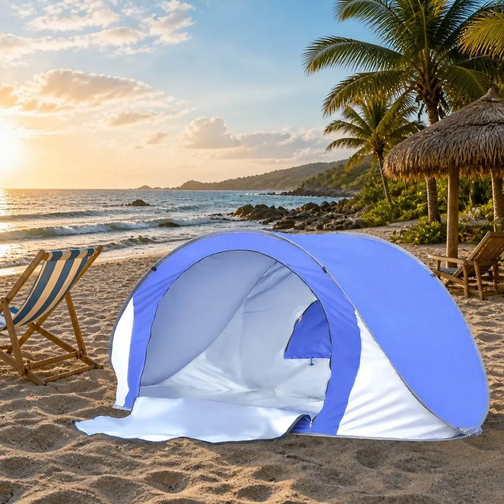 Pop Up Tent Polyester Instant Setup 220cm x 90cm x 102cm Blue