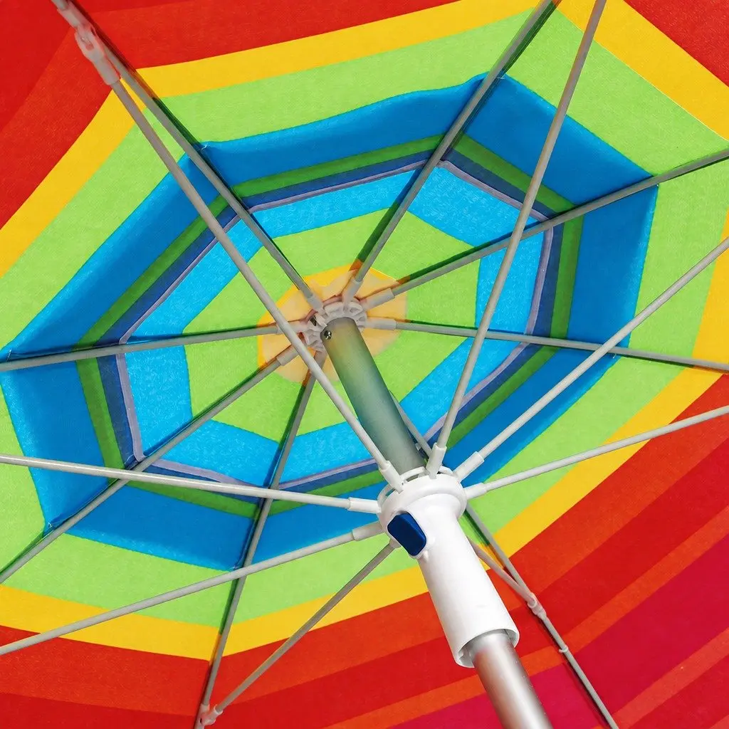 Beach Umbrella Portable UV Protection 2.2M Colorful Outdoor Shade with Sand Anchor