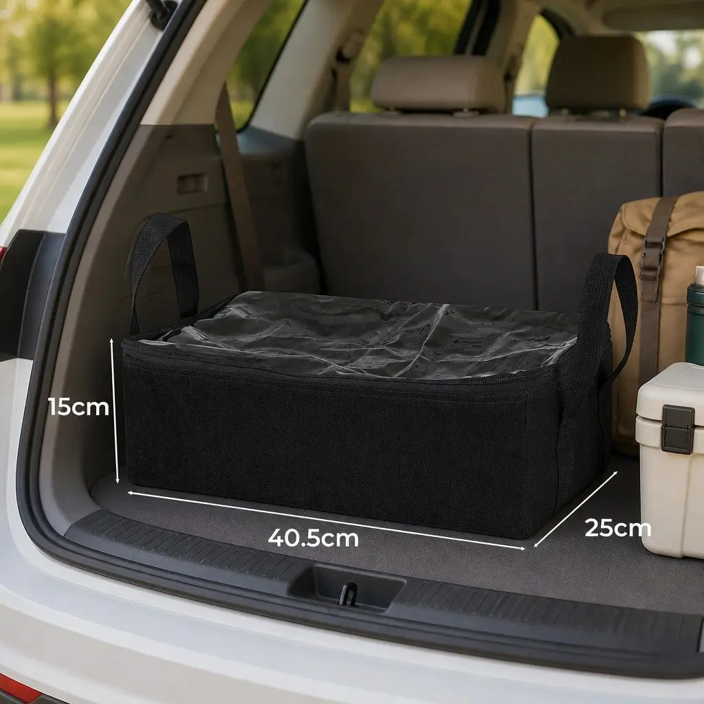 Canvas Storage Bag Heavy Duty 3 Piece Black 400gsm with Clear Top Zippers