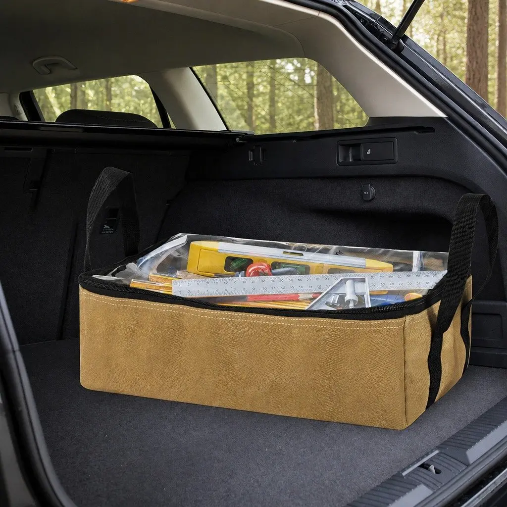 Canvas Storage Bag Heavy Duty 3 Piece Khaki 400gsm with Clear Top Zipper