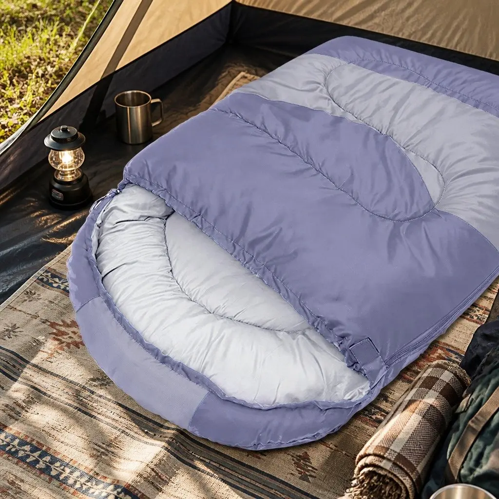 Single Sleeping Bag Lightweight Hollow Cotton Grey Outdoor Camping 216cm x 74cm Cold Weather