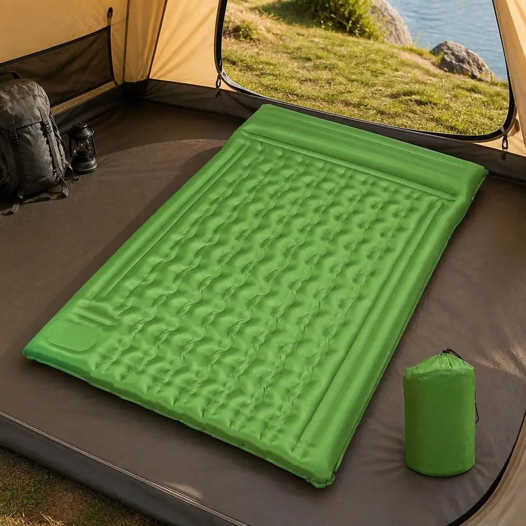 Camping Air Mattress Self Inflating Double 195cm x 132cm Green