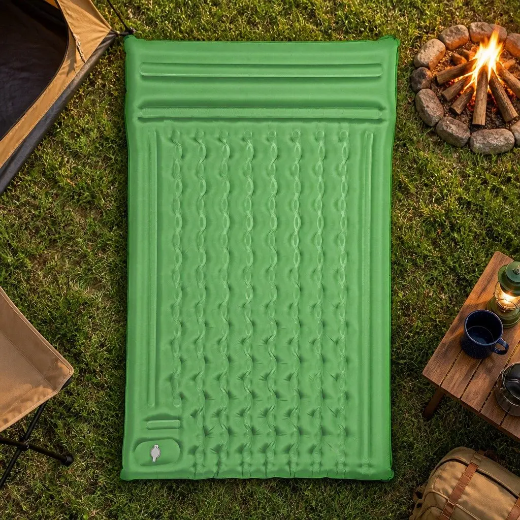 Camping Air Mattress Self Inflating Double 195cm x 132cm Green