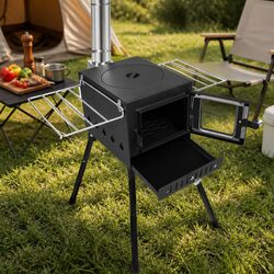 Portable Camping Oven Camp Stove Charcoal Wood Burning Grill with Foldable Legs