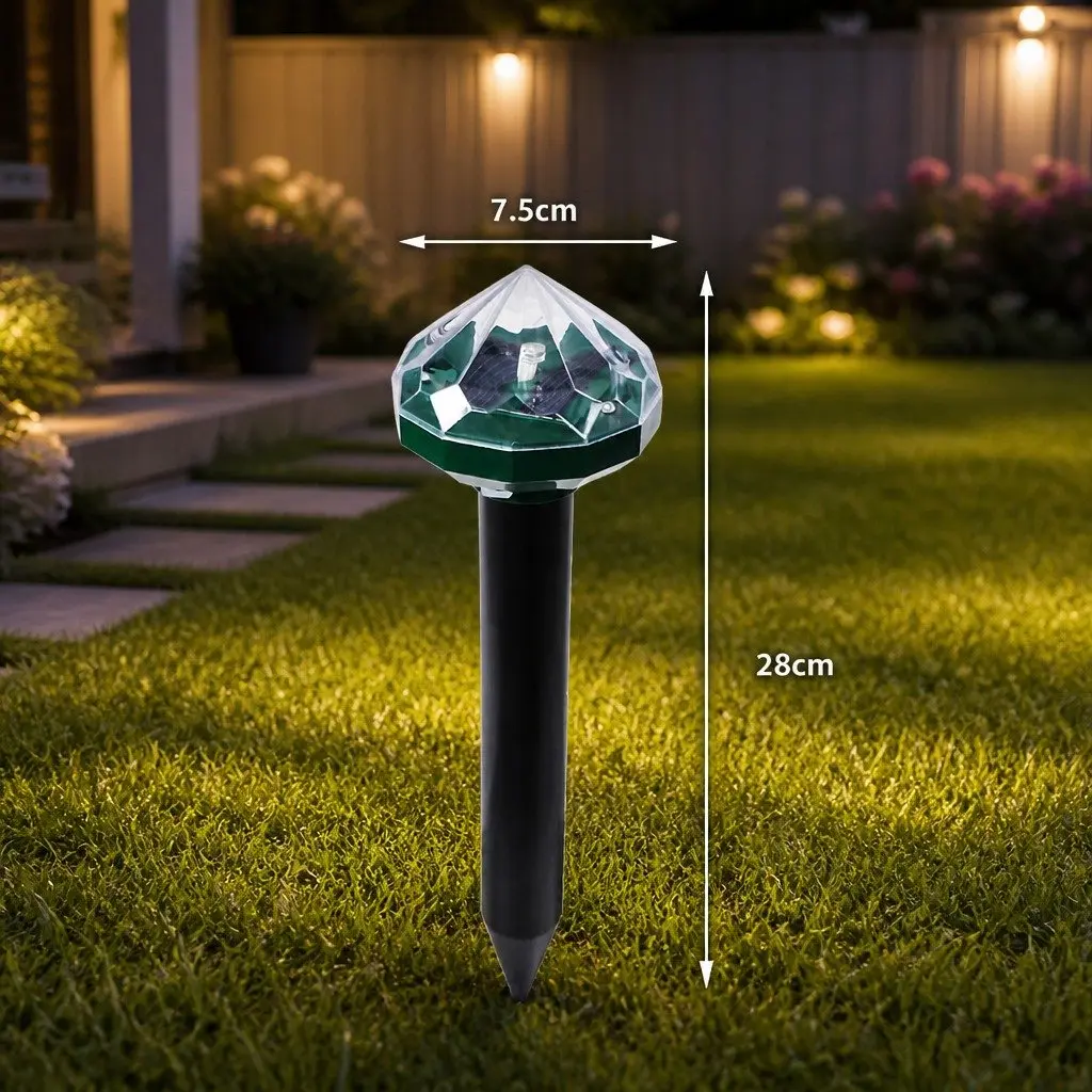 Solar Snake Repeller ABS Green 4 Pack Garden Lawn Pest Deterrent with LED Light Vibration Technology