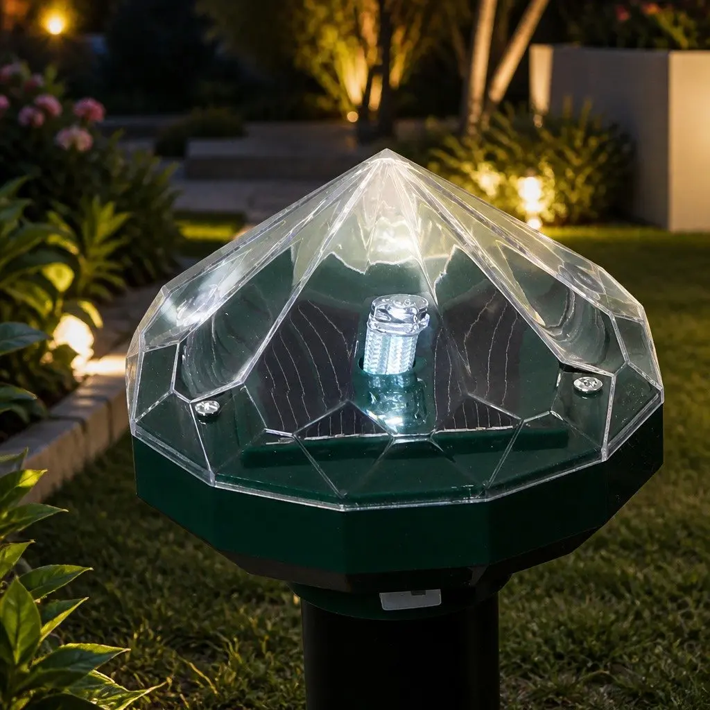 Solar Snake Repeller ABS Green 4 Pack Garden Lawn Pest Deterrent with LED Light Vibration Technology