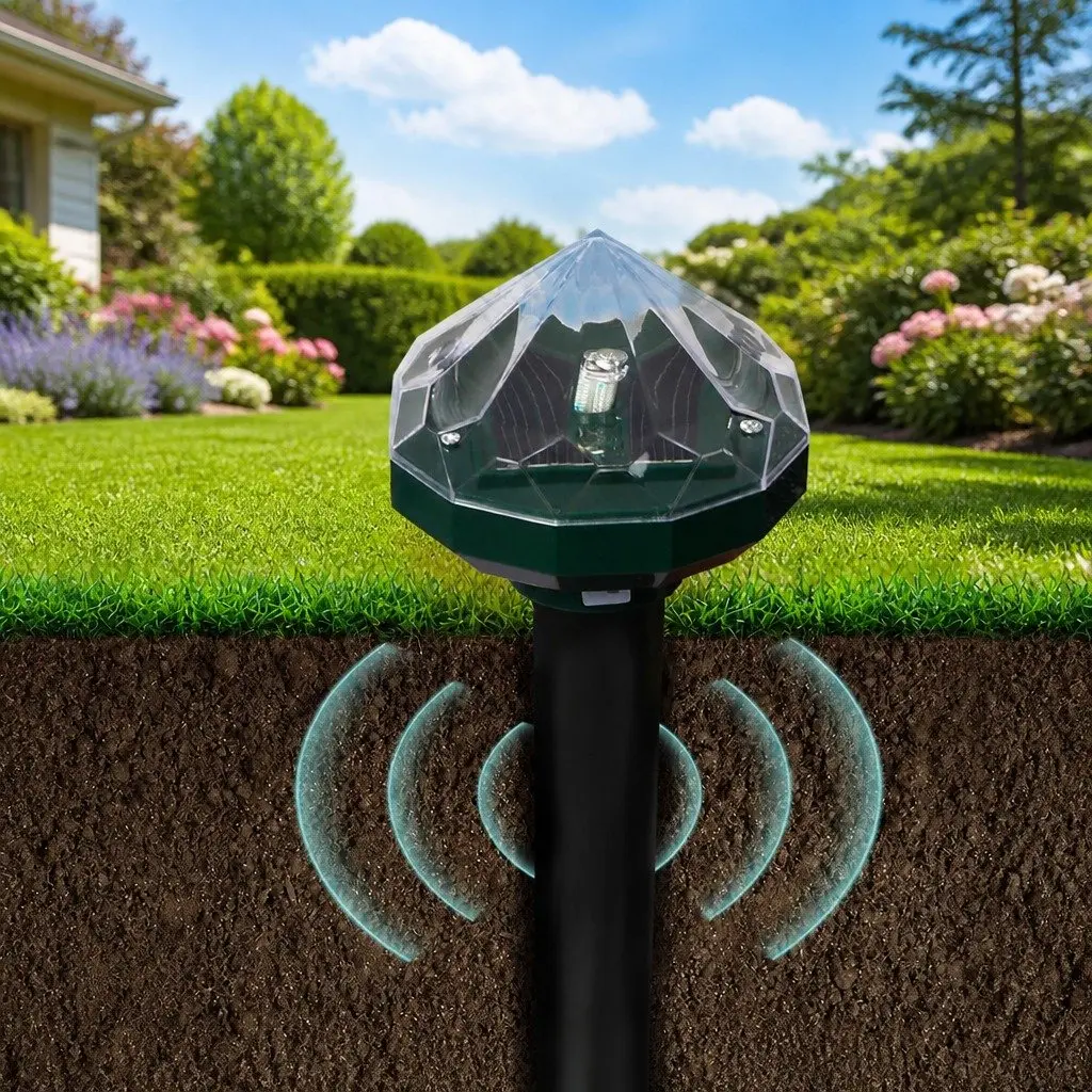 Solar Snake Repeller ABS Green 4 Pack Garden Lawn Pest Deterrent with LED Light Vibration Technology