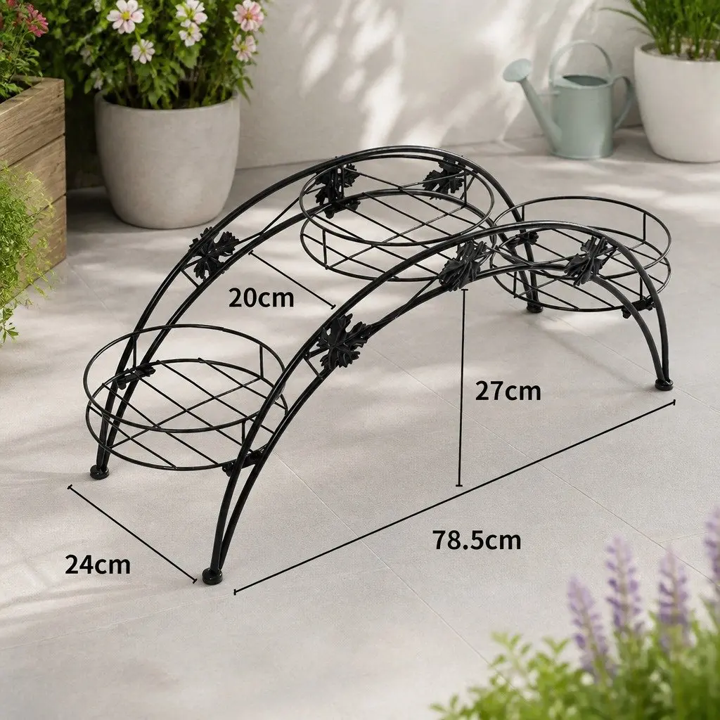 Metal Plant Stand 3-Tier Black for Indoor Outdoor Use