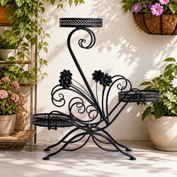 3-Tier Metal Plant Stand for Home and Garden Use