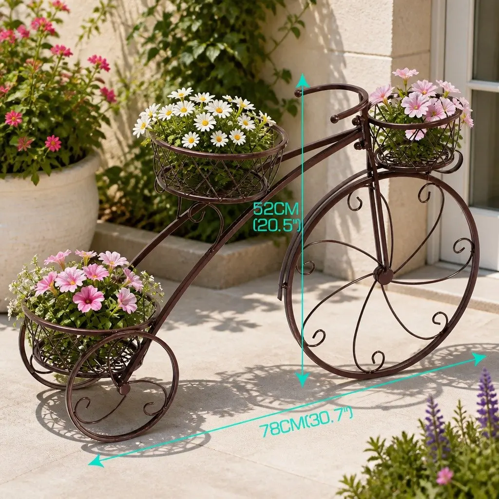 Metal Plant Stand Indoor Outdoor Steel Frame Tiered Pot Display Garden Balcony
