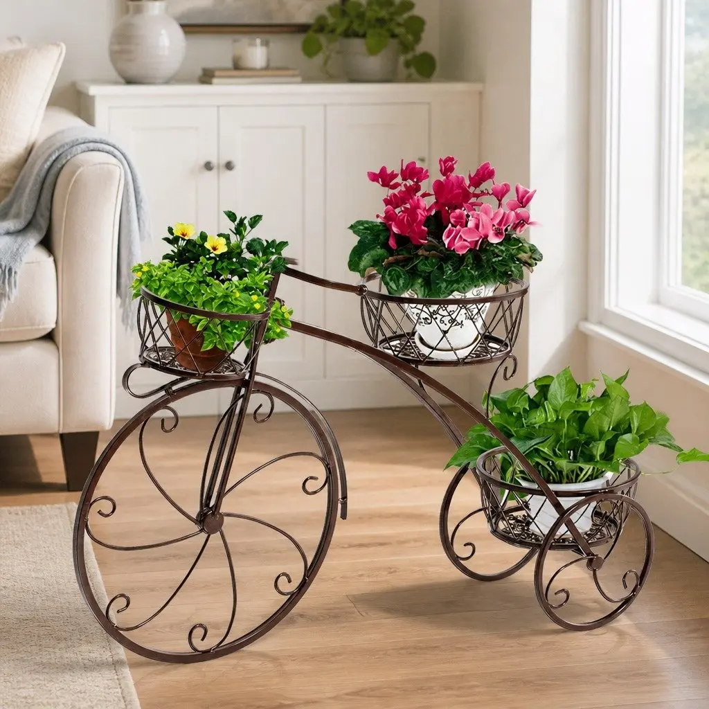 Metal Plant Stand Indoor Outdoor Steel Frame Tiered Pot Display Garden Balcony