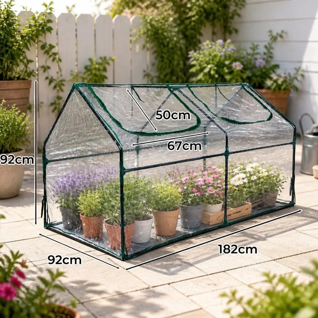 Portable Greenhouse PVC 182cm x 92cm x 92cm Transparent