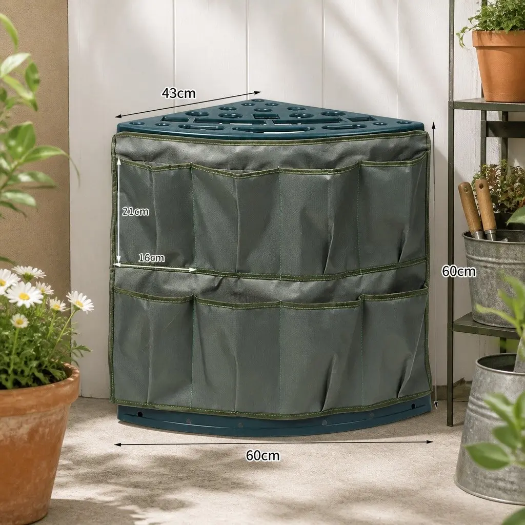 Garden Tool Rack Storage Organizer Weatherproof 27 Slots Green