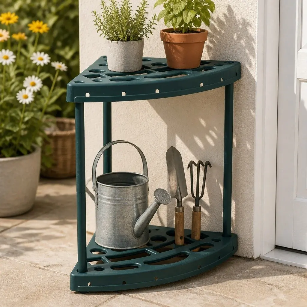 Garden Tool Rack Storage Organizer Weatherproof 27 Slots Green