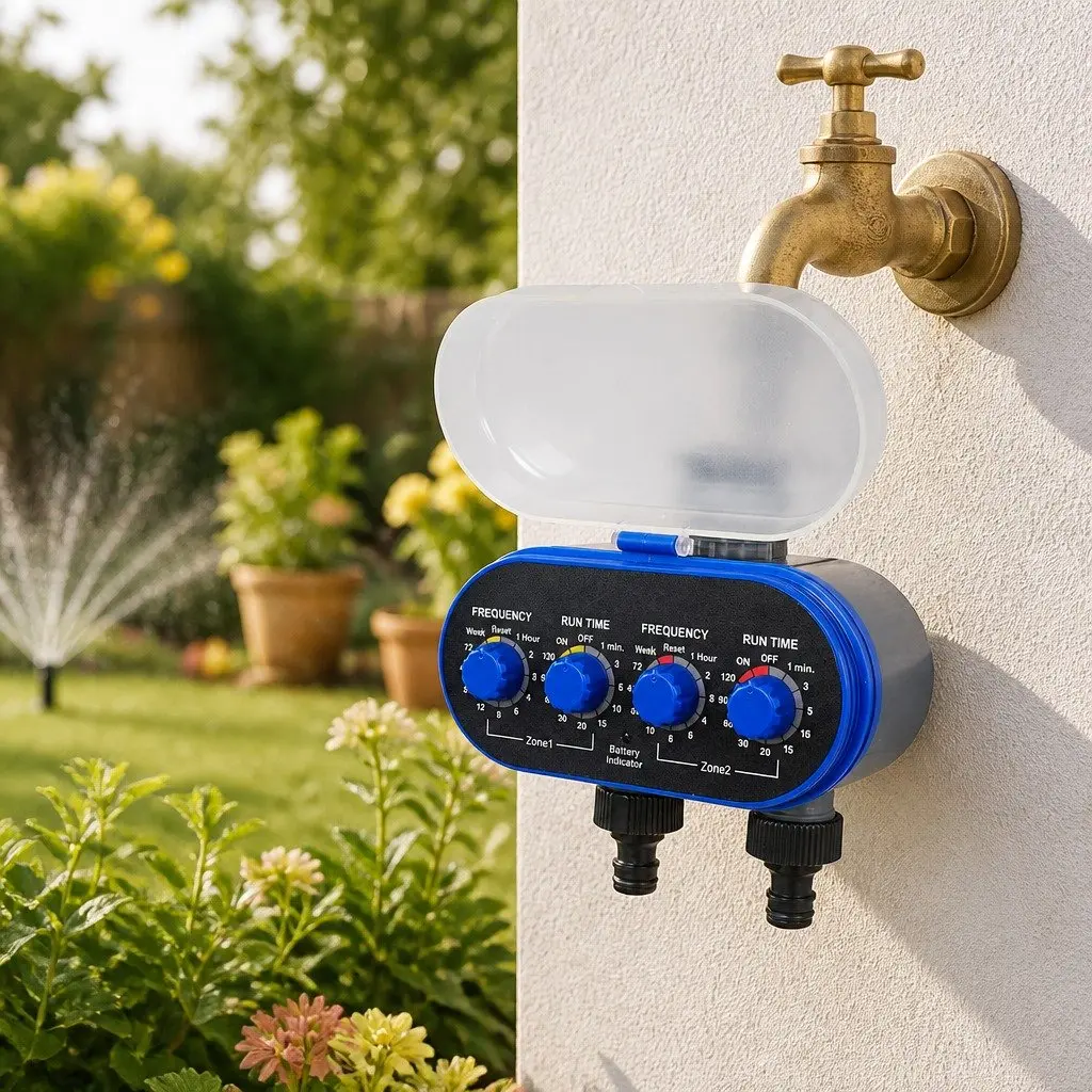 Water Tap Timer Electronic Irrigation Controller ABS Plastic 15cm x 16cm x 8cm Black and Grey