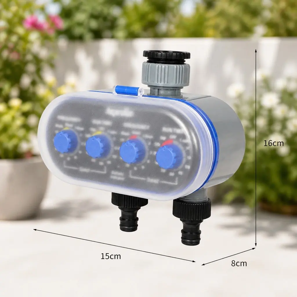Water Tap Timer Electronic Irrigation Controller ABS Plastic 15cm x 16cm x 8cm Black and Grey