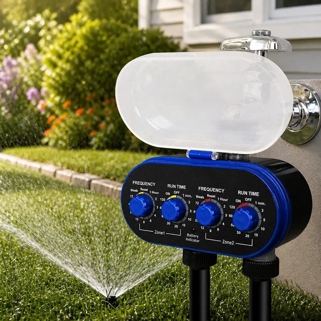 Water Tap Timer Electronic Irrigation Controller ABS Plastic 15cm x 16cm x 8cm Black and Grey