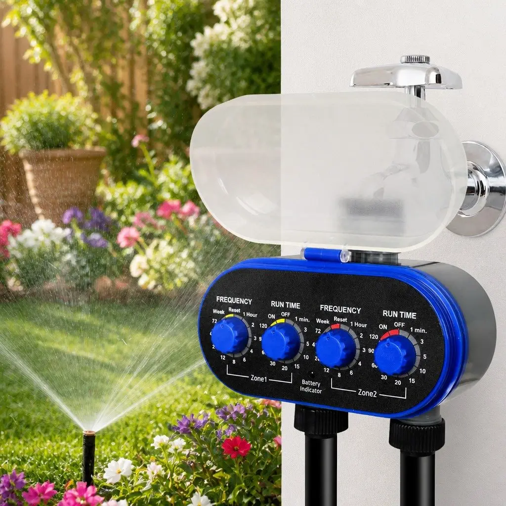 Water Tap Timer Electronic Irrigation Controller ABS Plastic 15cm x 16cm x 8cm Black and Grey