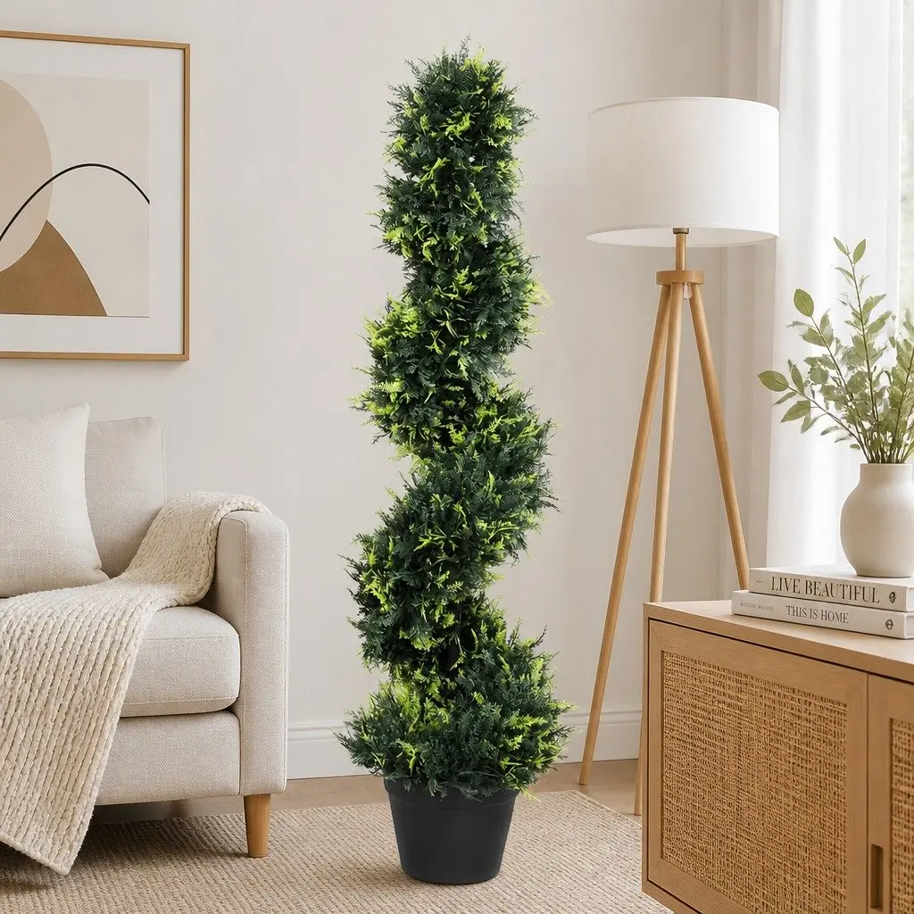 Artificial Spiral Cedar Tree PE Leaves 100cm Green 2 Pack