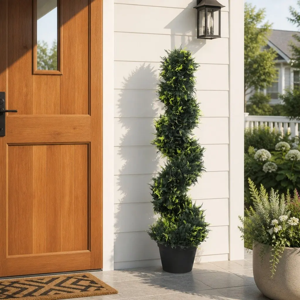 Artificial Spiral Cedar Tree PE Leaves 100cm Green 2 Pack