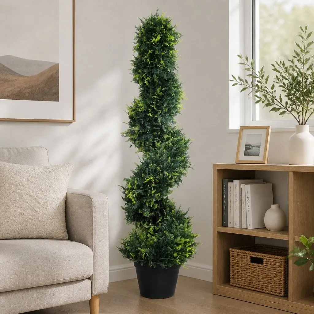 Artificial Spiral Cedar Tree PE Leaves 100cm Green 2 Pack