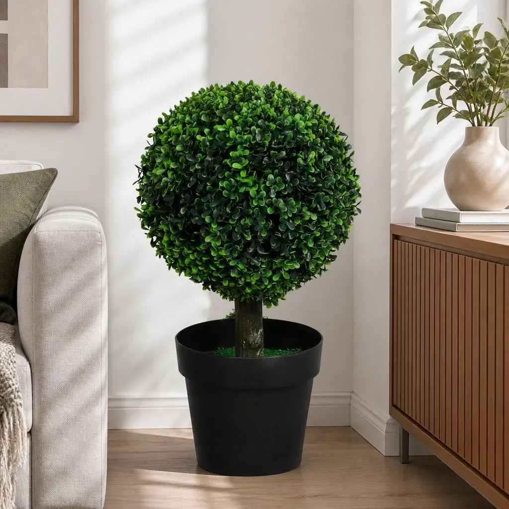 Artificial Double Ball Topiary Cedar Trees Indoor Outdoor Spiral Faux Plant