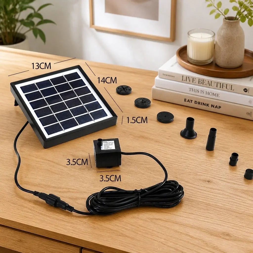 Solar Powered Water Fountain Pump Kit Garden Backyard Feature Adjustable Spray Nozzles Tubing