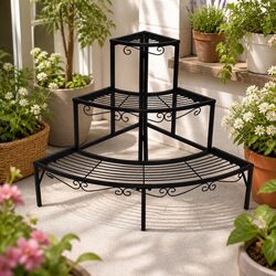 3-Tier Plant Stand Indoor Outdoor Metal Flower Pot Rack Shelf Storage Garden