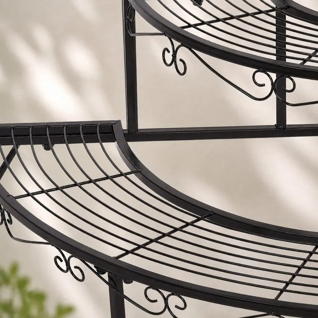 3-Tier Plant Stand Steel 84cm W x 60cm D x 60cm H Black or White Indoor Outdoor Flower Pot Rack Shelf Storage Garden
